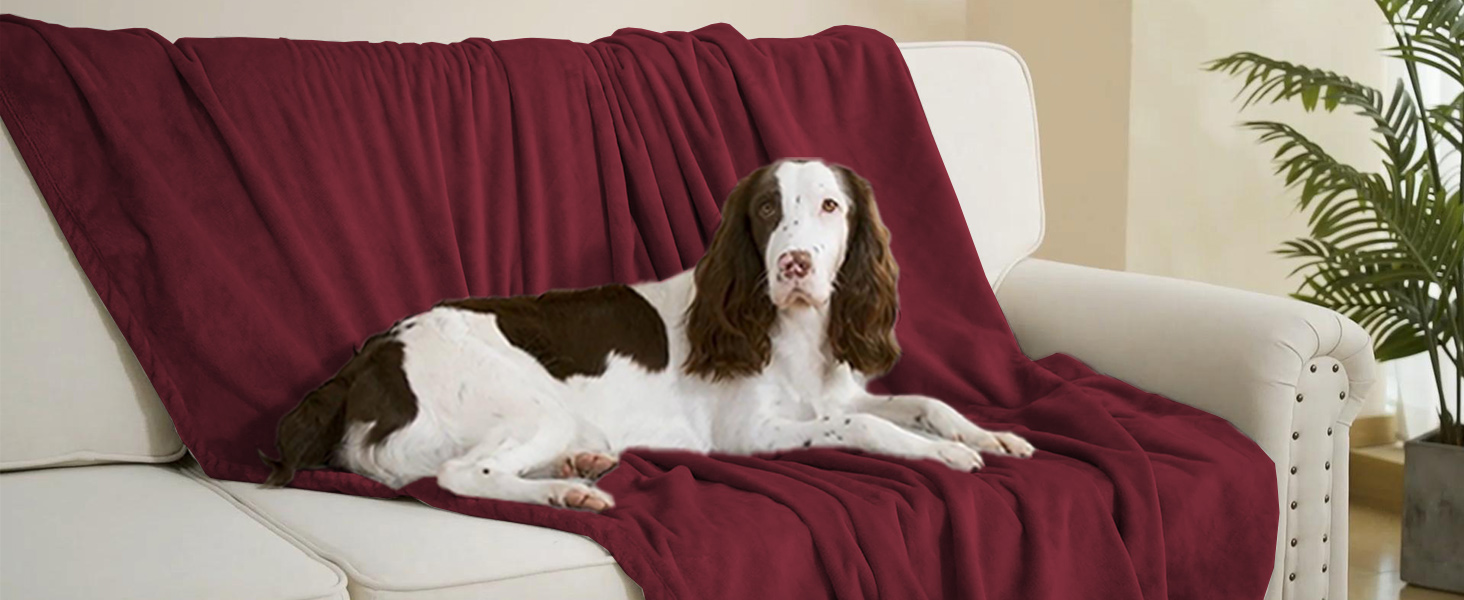 Водонепроникний килимок DUJUIKE для собак та котів, 76x102 см, бордовий (фланель)