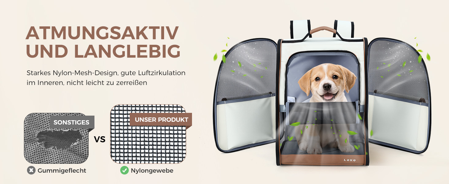 Рюкзак для собак та котів Lekespring (2-8 кг), сірий, з сіткою для прогулянок та подорожей