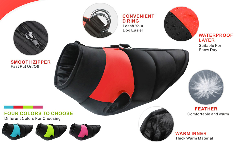 Теплий зимовий одяг для собак Idepet: водонепроникна куртка для собак маленьких, середніх та великих порід (XL, Червоний)