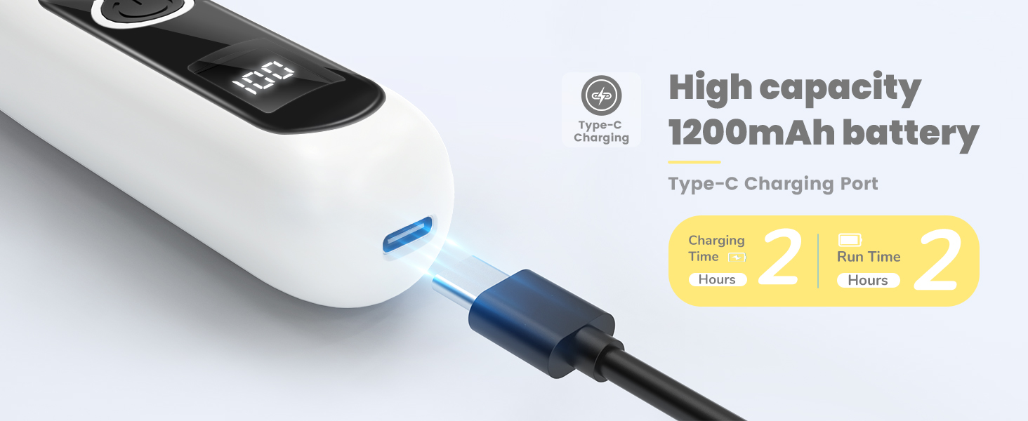 PAPMINI Безшумна машинка для стрижки котів з LED-дисплеєм, Type-C, акумулятор, бездротова когтерезка для котів, професійна машинка для стрижки лап, вух, обличчя, спини (біла)