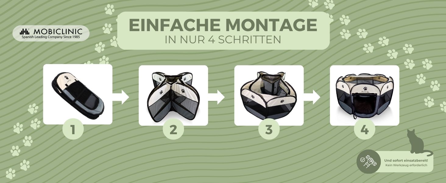 Mobiclinic® Pets: Двосторонній вольєр для цуценят, сірий, 114x114x58 см, Scooby