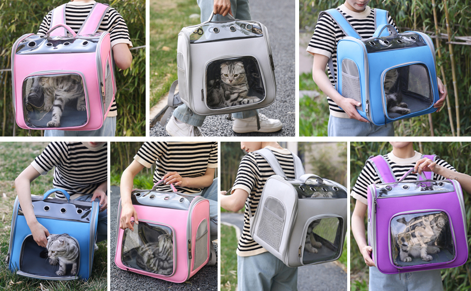 Рюкзак для кота Galatée з фронтальною відкриваемою конструкцією, сірий. Дихаючий рюкзак для вигулу собак та котів, для подорожей та прогулянок.