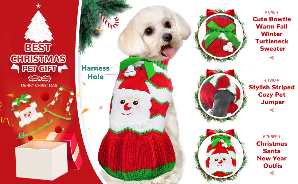 Світер для собак на Новий Рік з отвором для шлейки, в клітинку, з оленем, одяг для собак, пуловер для маленьких, середніх та великих собак, котів, теплий осінньо-зимовий, для цуценят, одяг для собак, жилет (XL, Червоний Санта)