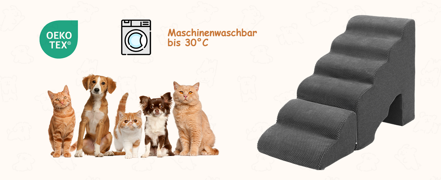 Східці для собак A.FATI 60 см, 6 сходинок, для ліжка, рампи для пружинного матрацу, неслизькі, для маленьких/травмованих собак та котів, темно-сірий колір