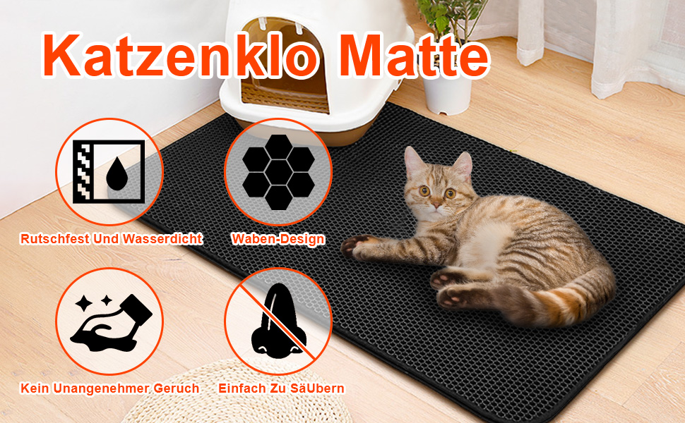 Килимок під лоток для котів AidSci, 70 x 55 см, водовідштовхувальний, з коміркою, легко миється