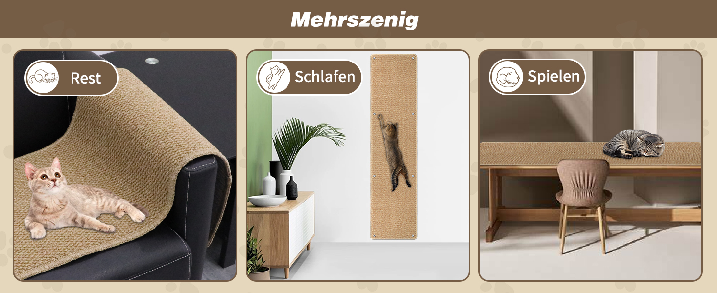 Килимок для дряпання котів FHTONGE 71x15.8 см, сизаль, для кріплення на стіну, сірий