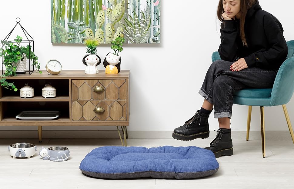 Килимок для собак та котів Baroni Home, 57x90x9 см, Doubleface, сірий та блакитний, розмір L