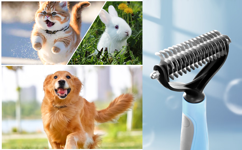 Щітка для собак та котів з довгим хутром, 17+9 двосторонні щітки для підшерстя, гребінець для собак з нержавіючої сталі