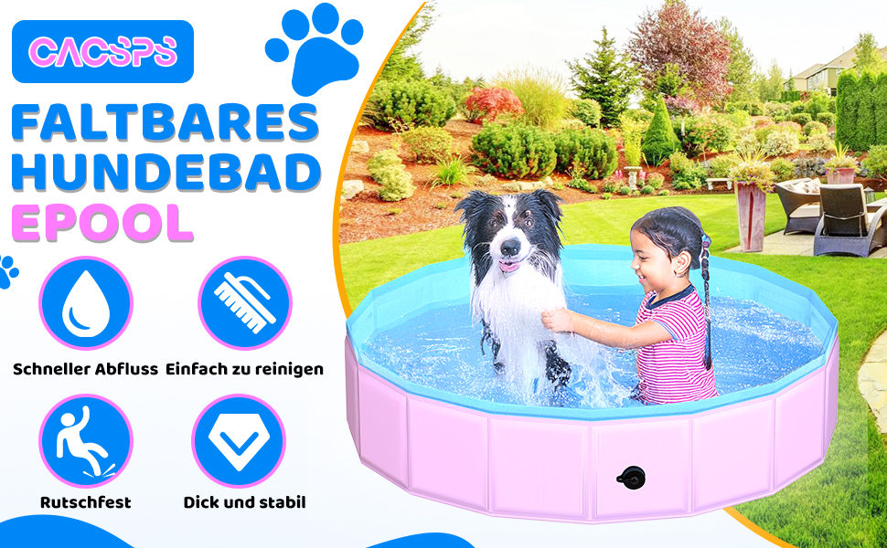 Зручний надувний басейн для собак та дітей, 221 x 30,5 см, рожевий, для дачі та двору
