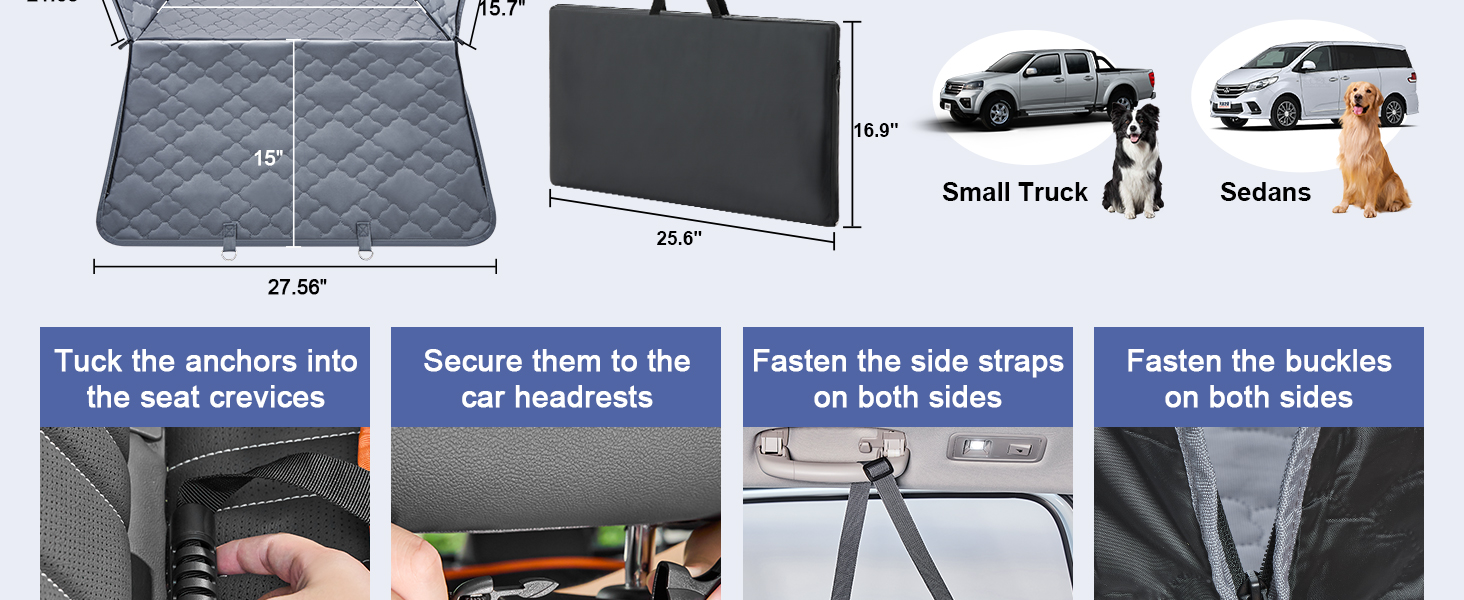 Захисний чохол на сидіння для собак Dorifine з PU-шкіри - килимок для собак на заднє сидіння з твердим дном, 147x75 см, 181 кг, водонепроникний, стійкий до подряпин, антиковзкий (сірий)