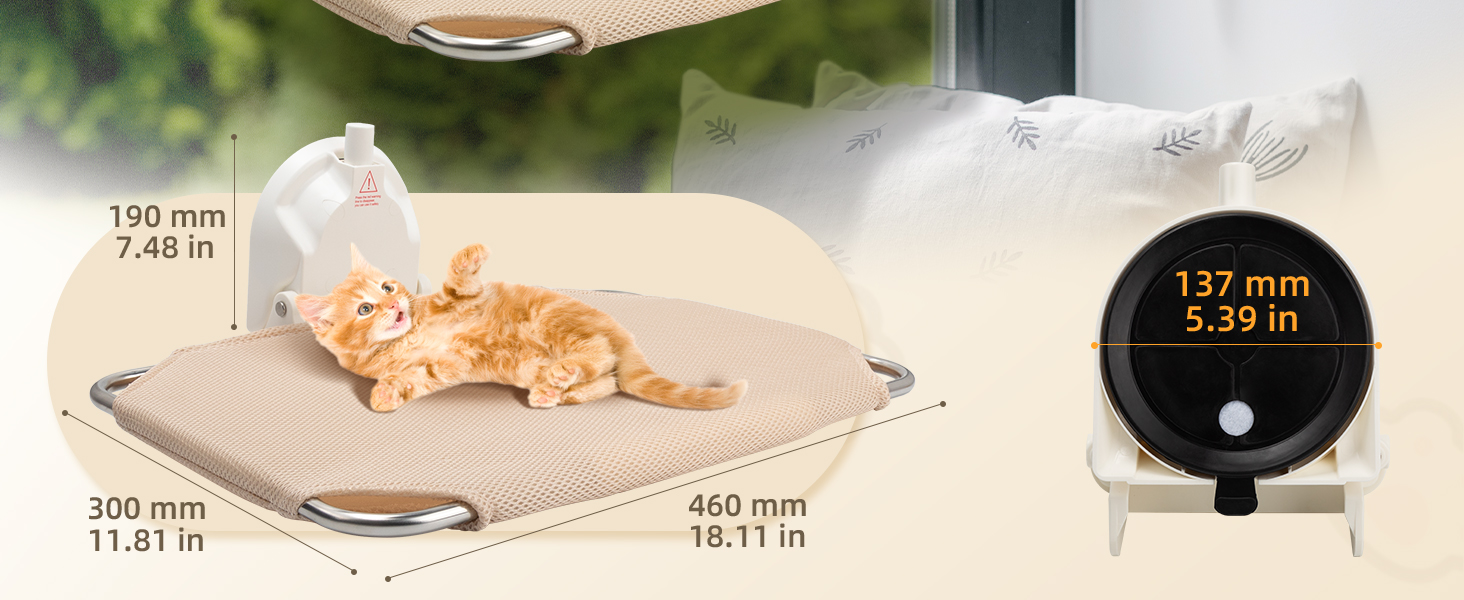 Кішка гамак для вікна ITSOGOO, розкладне ліжко для котів з міцними присосками, м'яка підвісна лежанка для котів, до 25 кг, 46x30 см