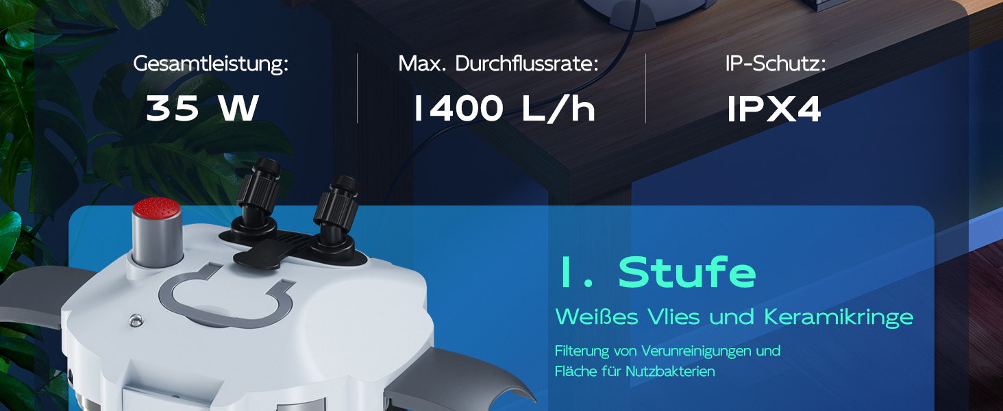 Акваріумний зовнішній фільтр SunSun HW-403B з УФ-лампою 9 Вт, 1400 л/год, 3 ступені фільтрації
