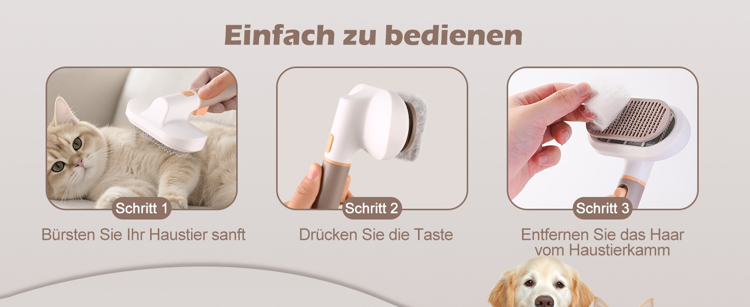 Універсальна щітка для котів та собак з довгим хутром, самоочисна, з нержавіючої сталі, для видалення шерсті та розплутування, з масажними щетинками, зняття шерсті одним натисканням