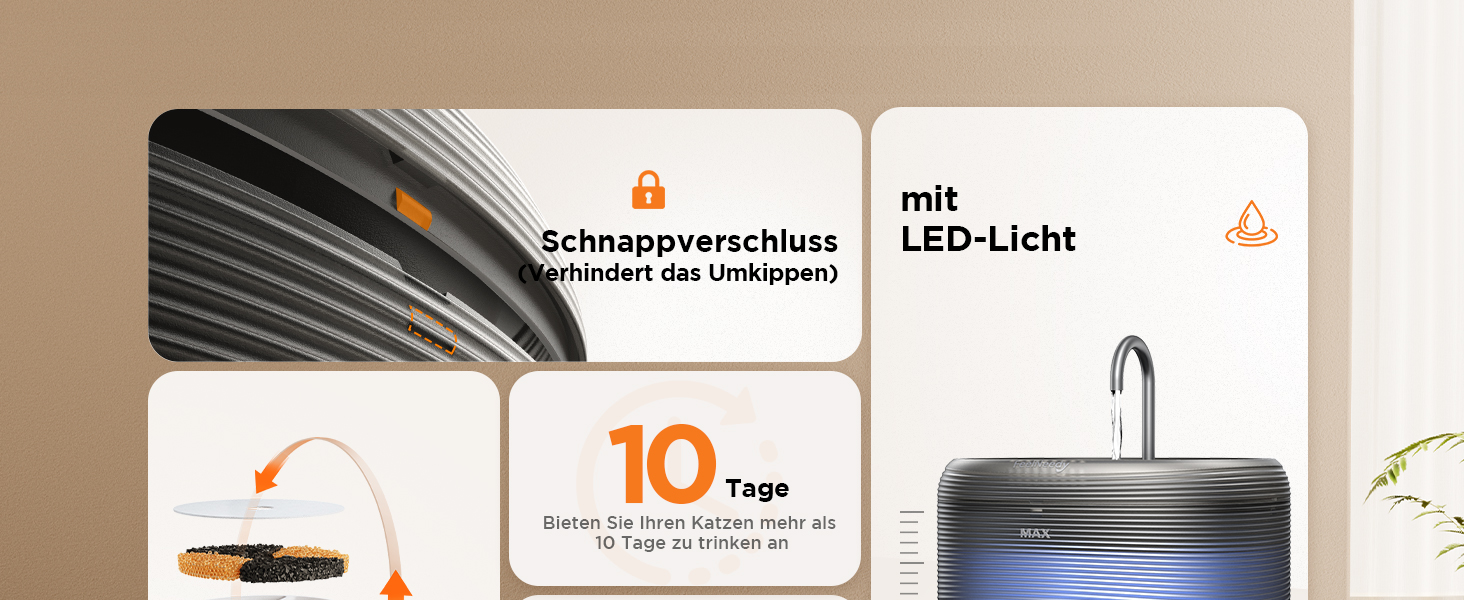 Фонтанчик для котів FEELNEEDY 3.2L - тихий фонтан з 2 режимами потоку, автоматичний поїльник для котів, чорний, з адаптером та 3 фільтрами