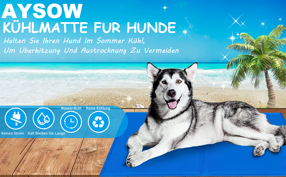 Килимок охолоджуючий для собак, 65 x 50 см, самоохолоджуючий, блакитний. Безпечний гель, легко миється, освіжає у спеку.