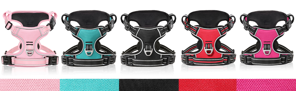 Шлейка для собак HEELE без натягу, для маленьких собак, регульована світловідбиваюча шлейка, дихаюча шлейка з м'якою ручкою, No-Pull Dog Harness, світло-рожева, S, обхват грудей: 35-61 см