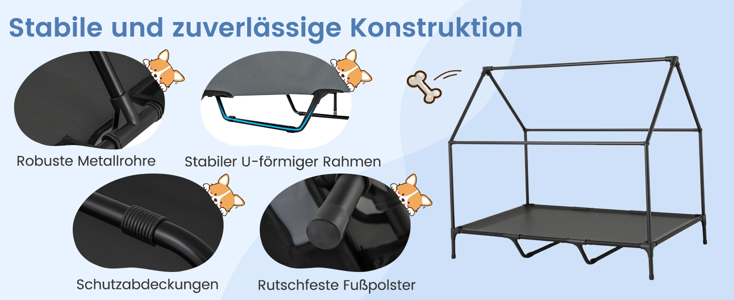 Будка для собак COSTWAY 2 в 1 з лежаком, Outdoor, сіра, 75 x 110 x 106 см