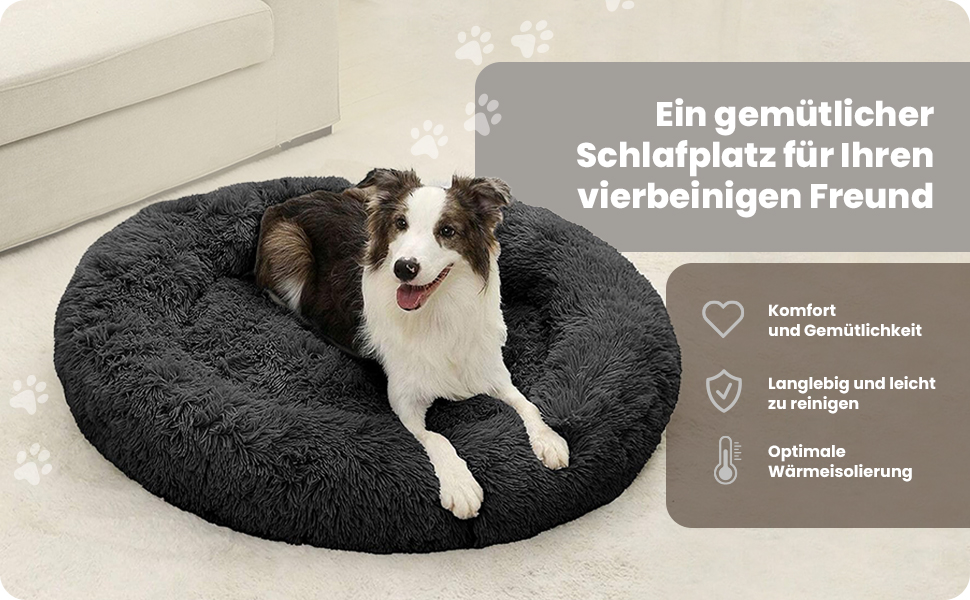 Кругле собаче ліжко для собак та котів 60 см - М'яке, пухнасте ліжко з високими бортиками - Нековзний низ - Силіконова наповнювач для комфорту та тепла - Легке у догляді - Рожеве