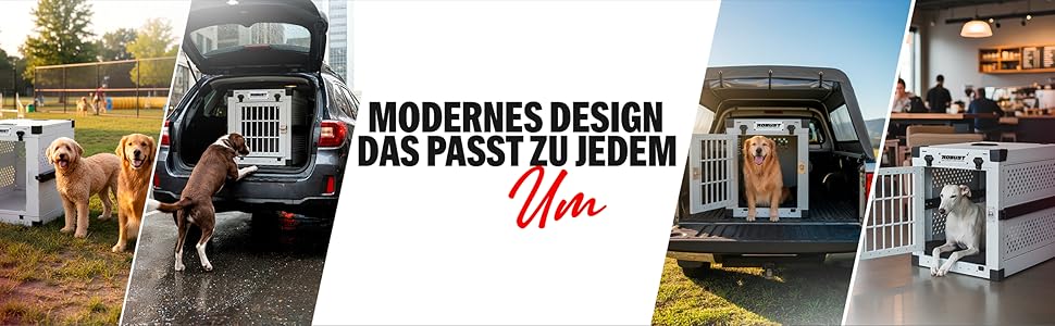 Міцна переносна клітка для собак Robusta, автомобільна Fatbar для різних порід – легка алюмінієва клітка з посиленими кутами | Переноска для собак, багажник для дому, автомобіля, прогулянок та подорожей (Білий, M)