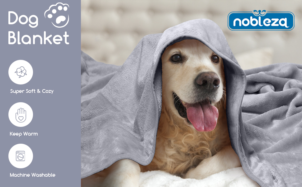 М'яка флісова ковдра для собак Nobleza, 160x100 см, сіра. Пральна, тепла, для домашніх тварин