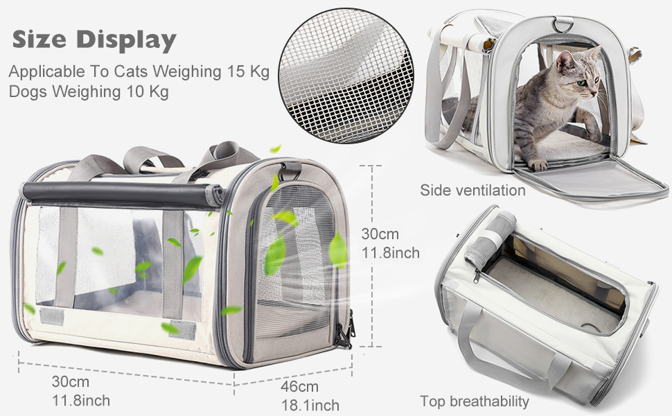 Транспортна переноска для собак та котів PETCUTE, складана, з внутрішнім ременем безпеки, схвалена авіакомпаніями, дихаюча, для подорожей та прогулянок, бежева