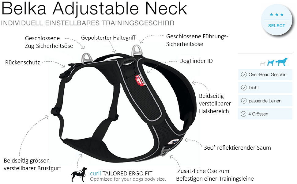 Шлейка для собак Belka, регульована, чорна, XL