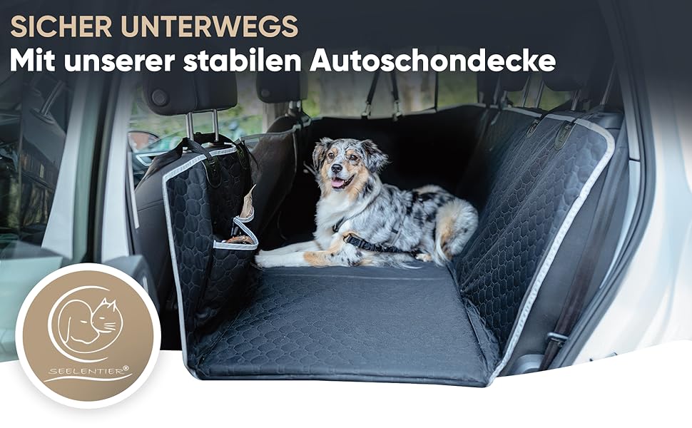 SEELENTIER® захисна підстилка для собак в авто: водонепроникна, антикіготна, 130x63 см, з ISOFIX, 2 повідки