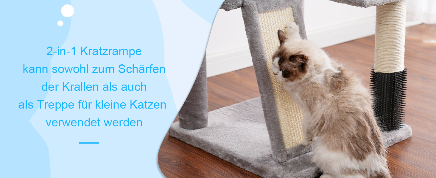 Котячий будиночок Hey-brother Kratzbaum: регульований котячий комплекс 250-280 см, до стелі, для великих котів, з гніздом, сірий, 0MPJ091W