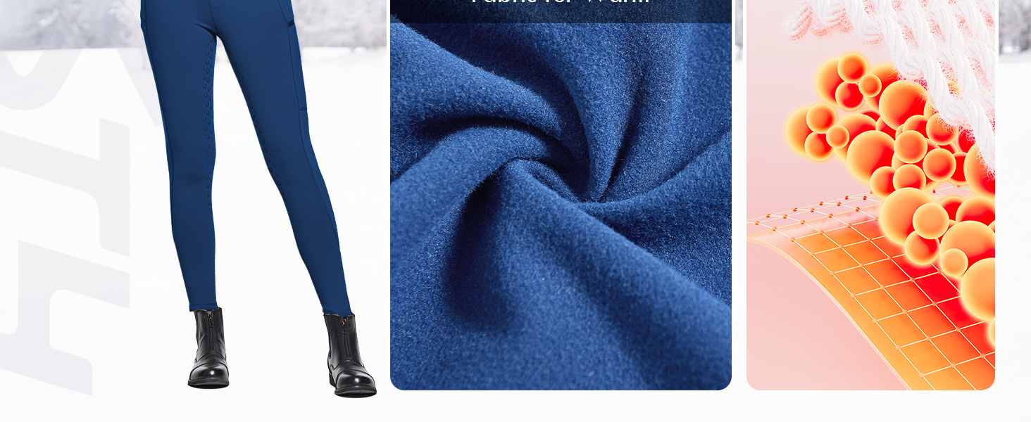 Легінси для верхової їзди жіночі зимові FitsT4 з флісу, силіконовий повний сидіння, з блискавкою та петлями для ременя, чорні, розмір M