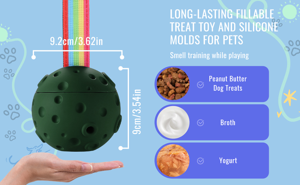 Іграшка для собак Larimuer Schleckball: інтерактивна годівниця-іграшка з силікону (зелена)