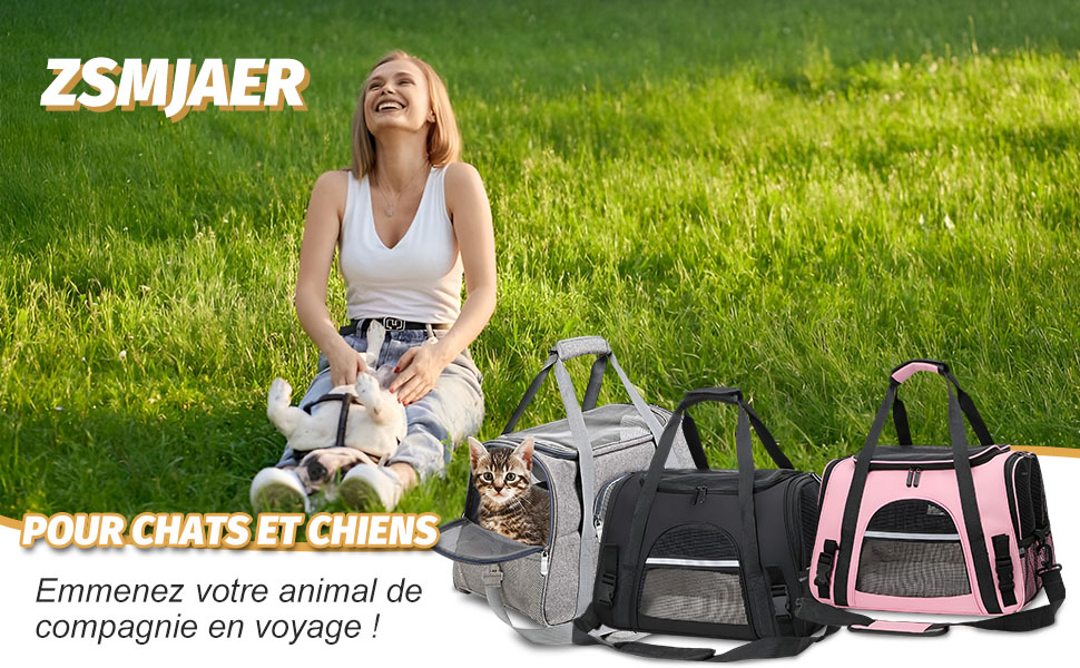 Транспортна сумка для тварин ZSMJAER з підстилкою з флісу, для котів та малих собак до 10 кг, сірого кольору