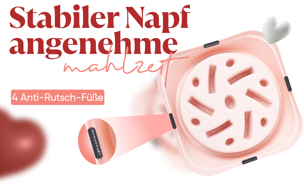 Миска для собак великих порід, повільне годування, антигликальна миска, для здоров'я травлення, проти блювоти, нековзна підставка, рожева, для великих та XXL собак