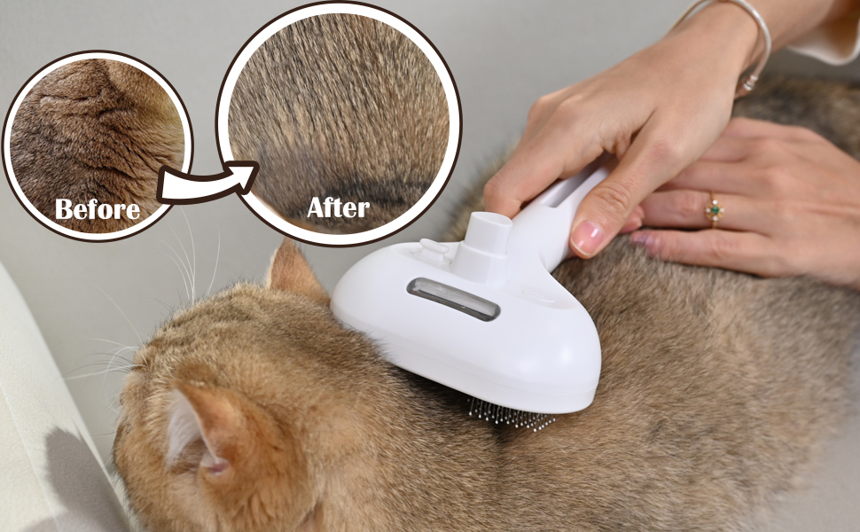 Парова щітка для котів, самоочисна щітка для догляду за собаками, легко очищається, видаляє статичну та літаючу шерсть, розпилювальна щітка для котів та собак білого кольору