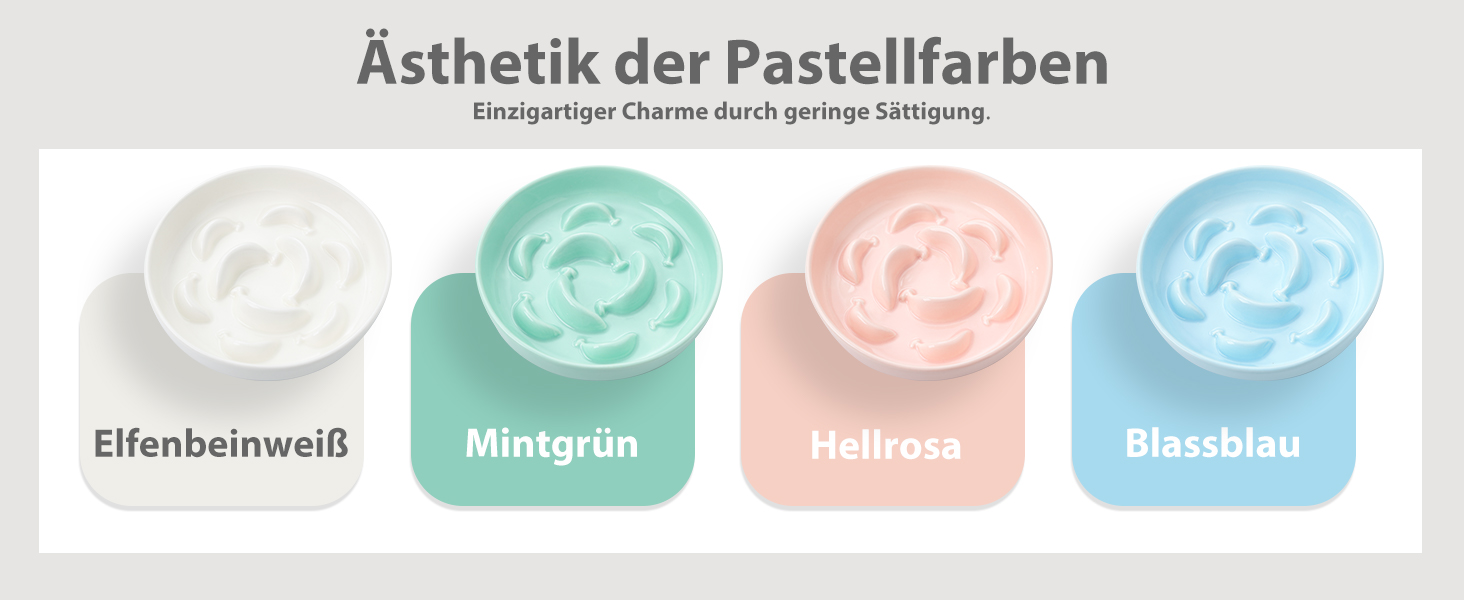 Набір мисок для котів Anti Schling Napf: 2 шт. з кераміки, для повільного годування, білі та блакитні