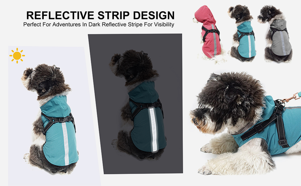 Дощовик для собак PETCUTE: водонепроникний, з отвором для шлейки, для маленьких, середніх та великих собак, з світловідбиваючими смугами, регульована капюшон, 3XL, Рожевий