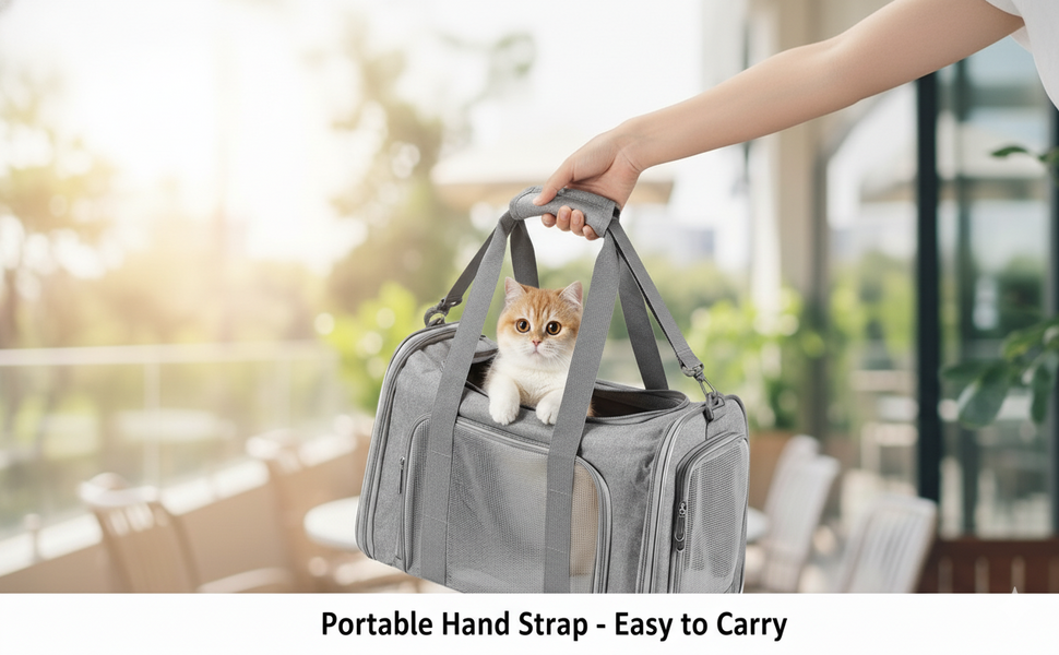 Транспортна переноска для кота та собаки Vuxava, складана, дихаюча, з плечовим ременем та знімним килимком (Сірий, L)