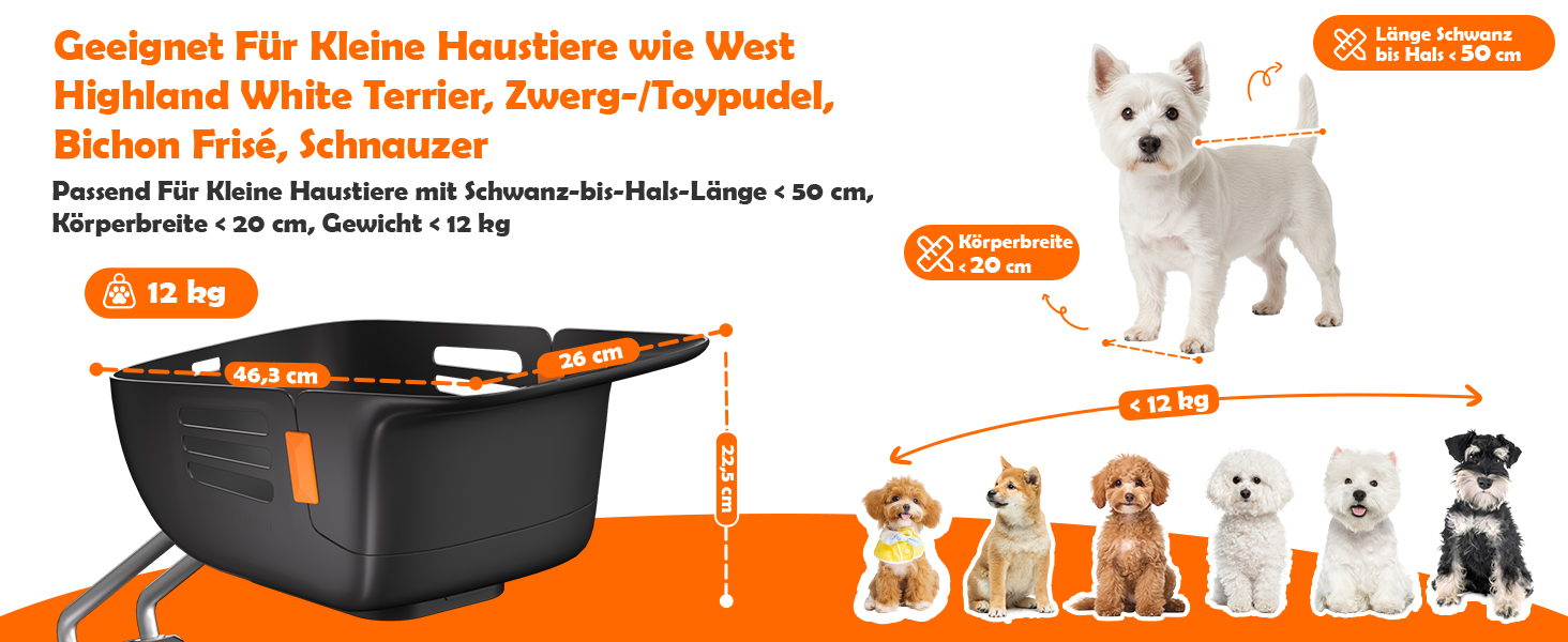 Корзина для собак на велосипед DAISTERN, до 12 кг, водонепроникна, міцна, для малих та середніх собак