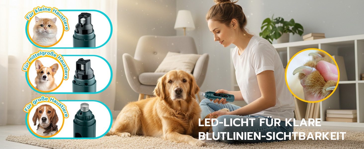 Електричний точило для кігтів домашніх тварин Mcbazel для котів та собак, тихий точило для собак з LED-підсвіткою, регульований з 5 швидкостями, точило для кігтів, алмазна шліфувальна диска