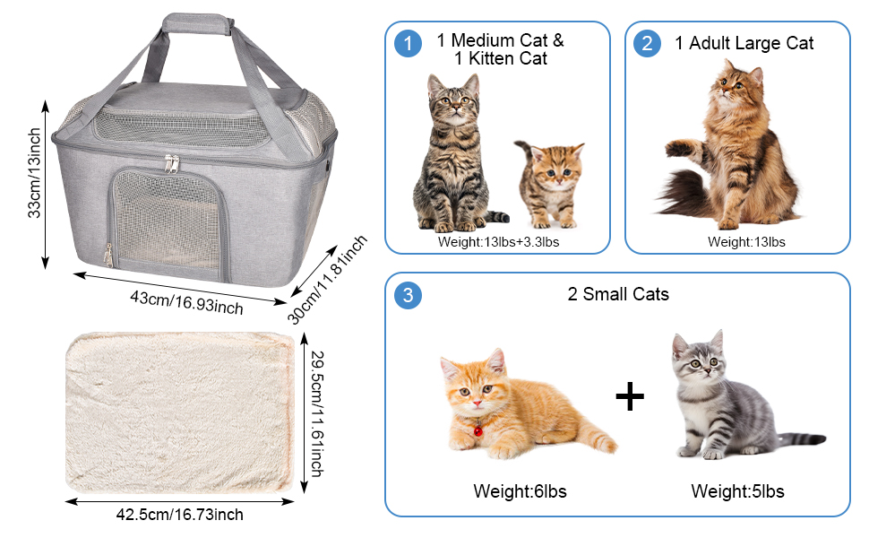 Транспортна переноска для котів та собак, складана переноска-мішок, переноска для тварин з регульованим плечовим ременем, схвалена авіакомпаніями