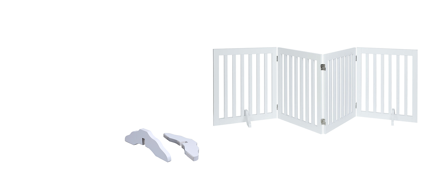 Захисний бар'єр для собак Unipaws - відбійник для сходів без свердління, дерев'яне дитяче ворота, білий (4 елементи, 61 см) 204 x 61 см