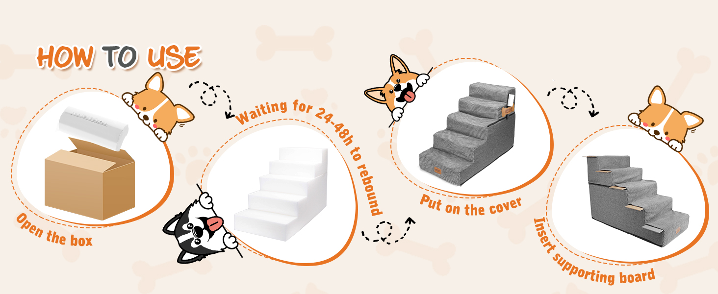 Східці для собак Nobleza - 5 сходинок, пандус для тварин, килимок для видалення шерсті, сходи для котів та собак до ліжка/дивану