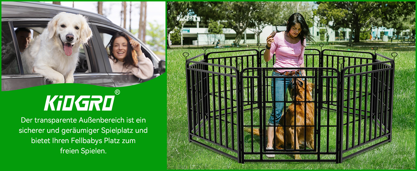 Кіягро вольєр для цуценят 544см, 100см висотою, 8-секційний розкладний вольєр для тварин з дверима, вольєр для собак, котів, кроликів, для саду, без інструментів, 8 секцій