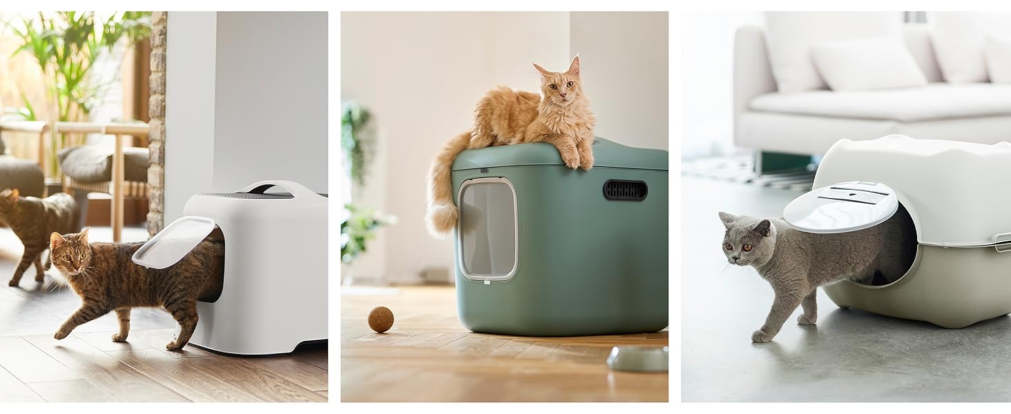 Лотто МyPet Eco Berty туалет для котів з верхнім входом, пластик (PP перероблений), бежевий/білий, (57.2 x 39.3 x 40.4 см) Cappuccino/Білий