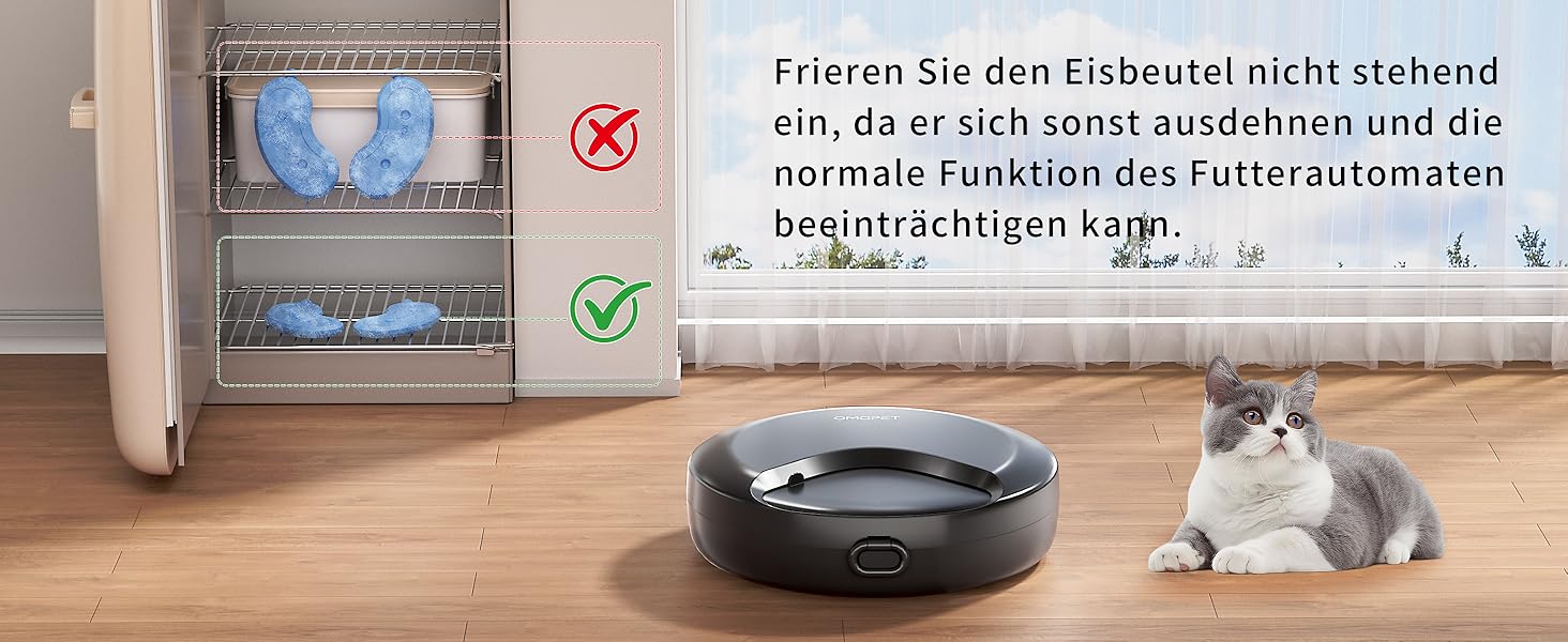 Автоматичний дозатор корму для котів та собак, 8oz*4 прийоми їжі, з таймером, з замком безпеки, з 2 охолоджувальними акумуляторами (Чорний)