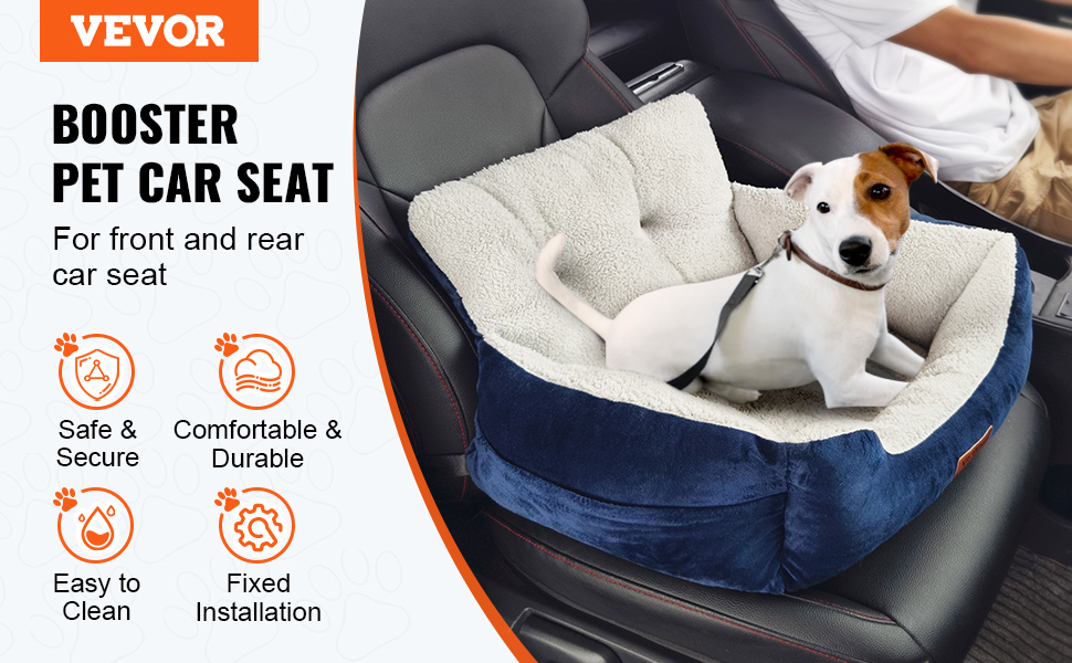 Автокрісло для собак VEVOR, підвищення для собак у машину з високою спинкою, сумка для зберігання, страхувальний поводок, наповнювач з ПП бавовни, автоліжко для собак до 9 кг