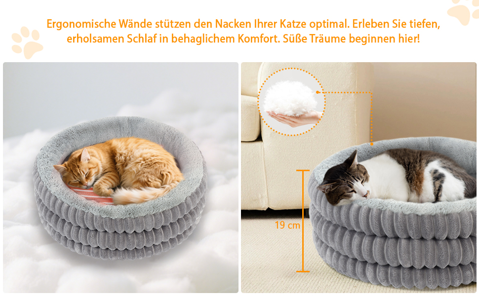 Обігрівальне ліжко для котів круглої форми - затишне ліжко з підігрівом для глибокого сну - для котів та собак - зручне електричне термоліжко з регульованою подушкою - можна прати