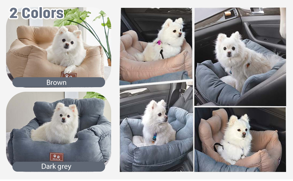 PETCUTE: Зручний автокрісло для собак, сірого кольору. Безпечний кріплення, знімний килимок, кишені для зберігання. Підходить для маленьких собак