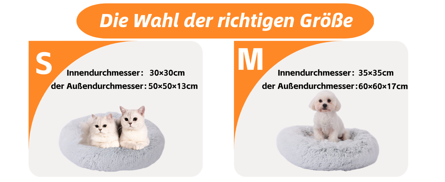 М'яке та пухнасте ліжко для собак, ліжко-пончик для котів, сіре ліжко-кошик для собак маленьких та середніх порід, 60x60x17 см, розмір M