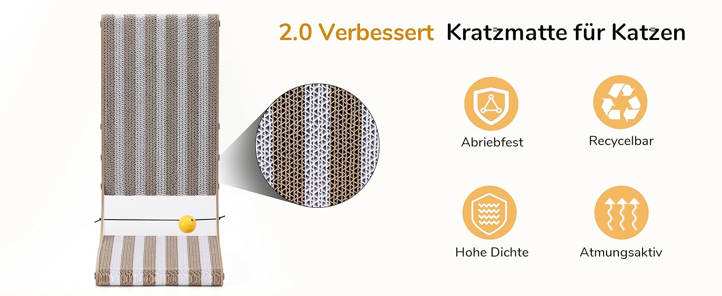 Котячий когтетоп FUKUMARU L-подібний, 68 см, з візерунком смуг, міцний, з іграшкою, для стіни та кута, великий (середній)