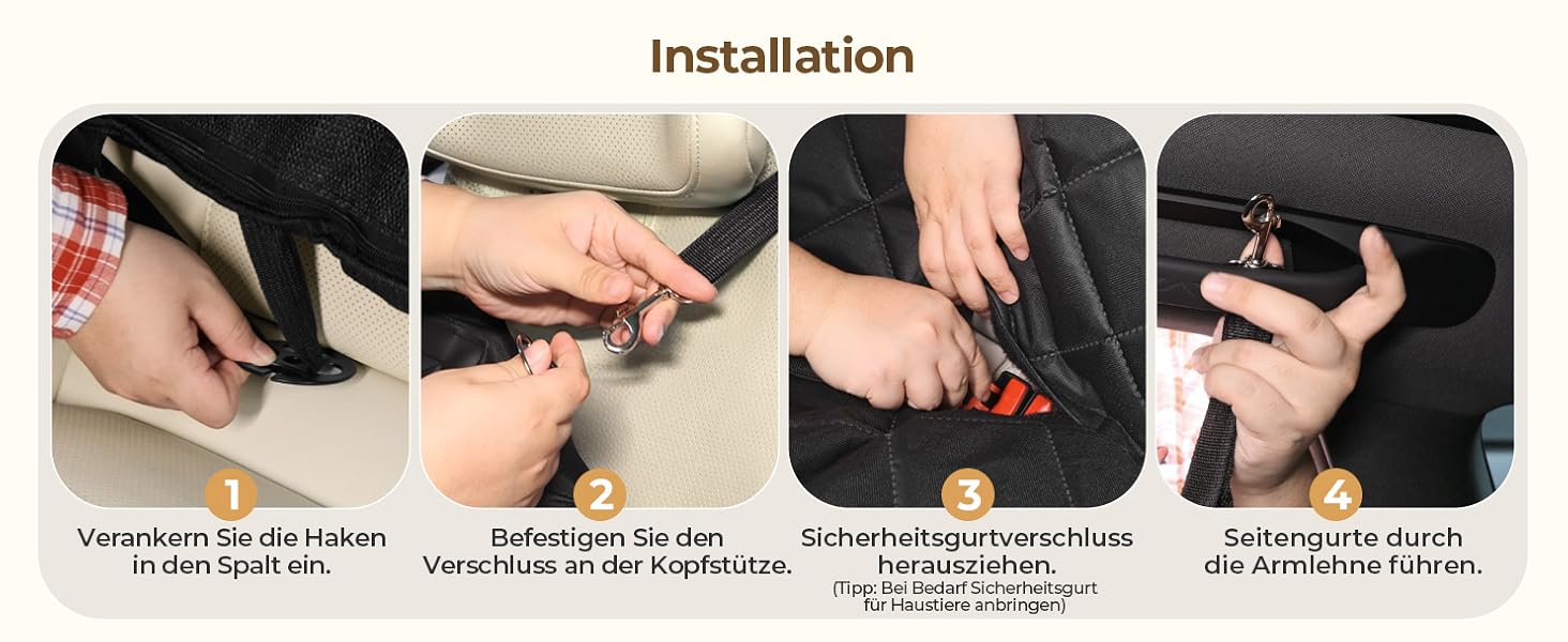 Килимок для собак у машину з жорсткою основою | Водонепроникний, антиковзний, захисний чохол на заднє сидіння авто | Килимок-матрас для собак XXL з 6 шарами та 2 фіксаторами для ременів безпеки